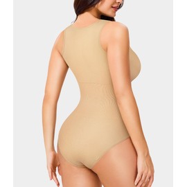 Junlan Shapewear Bodysuit for Women Tummy Control Full Body Shaper Seamless Shaping Leotard (Nude,XL)