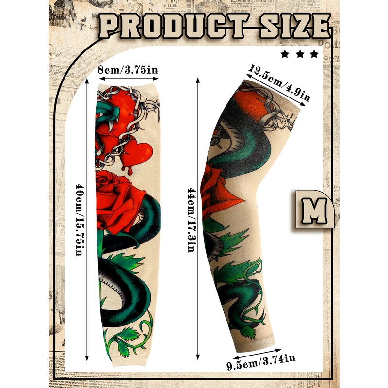 Geyoga 12 Pieces Tattoo Sleeves Set Fake Arm Sleeves Cover