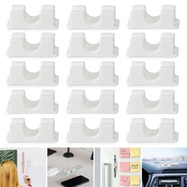 DOCMON Pen Holder Silicone, 15 Pack Adhesive Pencil Holder for Desk, Pen Holder for Clipboard Pencil Clip Marker Holder Organizer for Car refrigerator Hardhat (White)