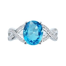 Belinda Jewelz - Anillo de plata de ley 925, corte ovalado, diamante, joyería para mujer Azul