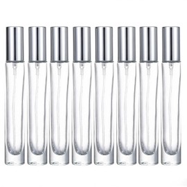 ROHIJALE 8Packs Empty Perfume Atomizer Sprayer Bottles Thicken Glass Perfume Bottles 10ml Travel Spray Mini Sample Fragrance Containers with Silver Aluminized Caps