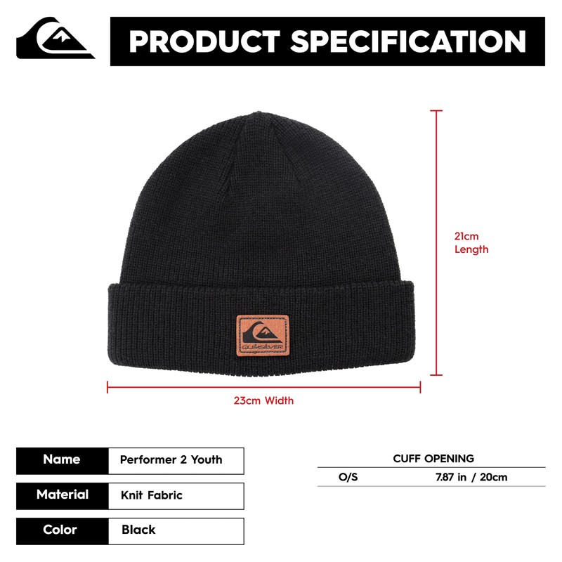 Quiksilver Boys' Performer 2 Youth Beanie, Black, One Size