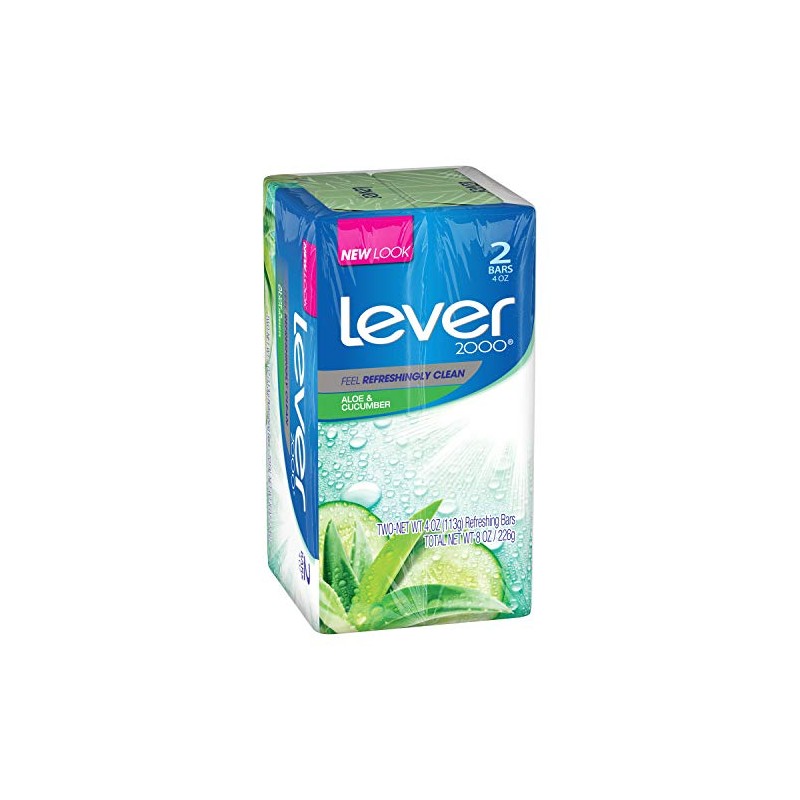 Lever 2000 Bar Soap, Aloe & Cucumber, 4 Ounce (Pack