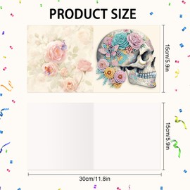 6-Pack Flower Skulls Diamond Painting Greeting Card Kits, Special Shaped Diamonds Painting, DIY Handcraft for Relatives and Friends with Wishes,Unique Design Crafting for Birthday or Holiday Cards