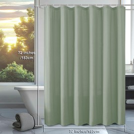 OVZME Zora Sage Green Shower Curtain for Bathroom, Fabric Shower Curtain Bath Decoration - Soft Cloth & Hotel Spa Quality, Water Repellent, Modern Shower Curtain Set with 12 Hooks, Grommets Top, 72x72