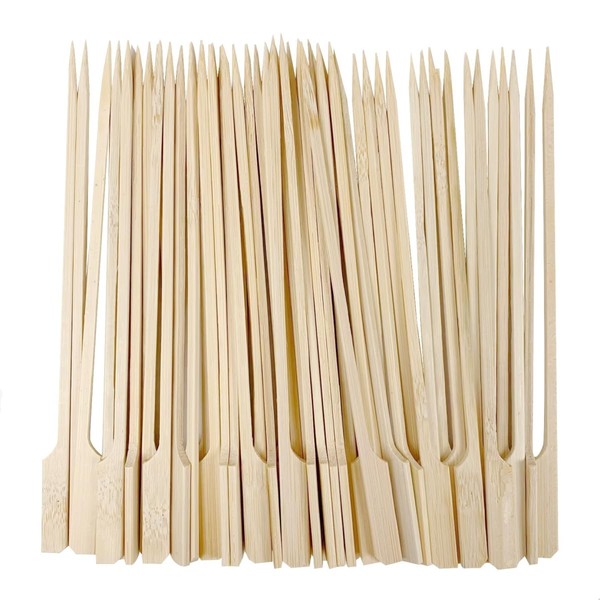 200 Pieces Paddle Bamboo Skewers 18cm, Flat Burgers Sticks Children