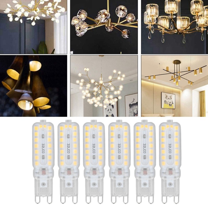 6pcs G9 LED Bulbs 7W Dimmable 360° Illumination Replacement Light