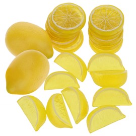 Woration 20 Pack Simulation Lemon & Slices Blocks Set, Artificial Plastic Lemon Slice Lifelike Fake Lemon Decor Fake Fruit for Wedding Photography Prop Party Display