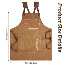 conda Chef Apron, 1 Pack, Cross Back Straps Apron with Pockets for Men Women, Cotton Canvas Adjustable Work Apron for Cooking Pottery Baking Serving