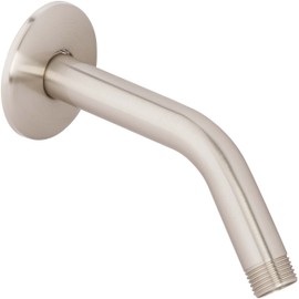 6 Inch Shower Arm And Flange - Solid Stainless Steel, Wall-Mounted For Fixed Shower Head & Handheld Showerhead Mounts - Aqua Elegante - Brushed Nickel