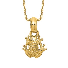 Ice Carats Designer Jewelry USA 14K Solid Yellow Gold Frog Necklace - 14K Yellow Gold, Pendant Only