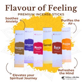 Krishna Collection Incense Sticks – Odor Elimination, Long-Lasting Aroma for Spiritual Ambiance, Meditation & Relaxation (Flavour of feeling)