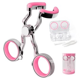 Contact Lenses Applicator Soft Easy to Use Tool Includes Contact Lens Remover Tool Case Tweezers Saseuction Handle Makeup Remover and Applicator Ideal Travel Accessories for Users (Pink)