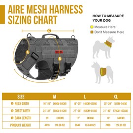 OneTigris AIRE Mesh Tactical Dog Harness,Summer Cool&Refreshing Mesh Design Service Dog Vest with Handle,Adjustable Suit for Walking Hiking Training(M,Grey)