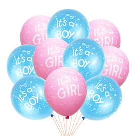 AnnoDeel 50 Pcs It's a Boy Girl Balloons, 12inch Light Blue Pink Latex Balloons for Baby Shower Birthday Party Supply Docarations