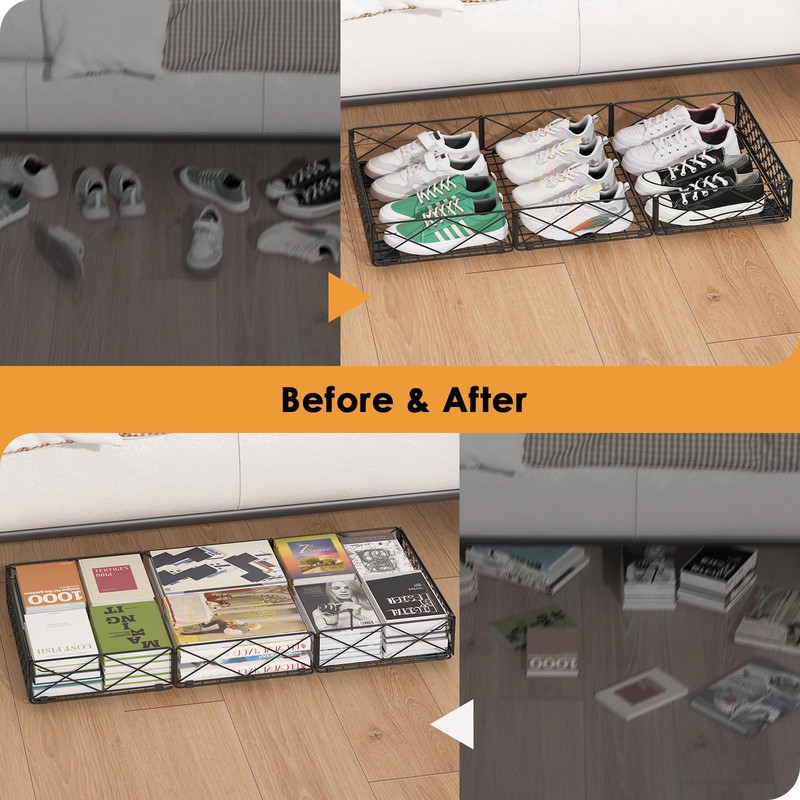NADAMOO Large Under Bed Storage with Wheels, Low Profile Rolling