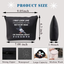 PLITI Pigeon Makeup Bag Pigeon Lover Gift I Might Look Like Listening to You But in My Head I'm Thinking About Pigeons Gift (My Head Pigeon blU)