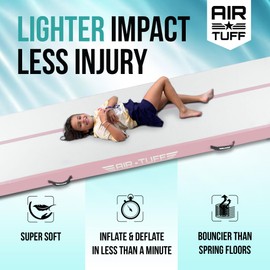AIR TUFF Inflatable Gymnastics Mat | Air Tumbling Track with Electric Pump for Home Gym, Yoga, Cheer, Gymnastics Equipment | Includes Mat Bag | Perfect for Kids and Adults, Indoor and Outdoor Use