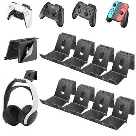 Controller/Headset Holder, Foldable Headphone Holder Wall, Universal Headphone Hook for Over Ear Headphones, Storage Headphones/Controller Stand for Gaming Accessories, Pack of 8