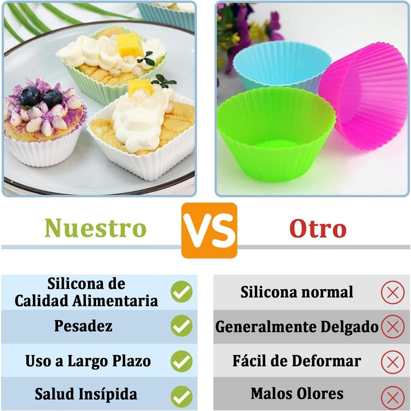 24PCS Copas Reutilizables para Hornear,Forros de Silicona de Grado Alimenticio