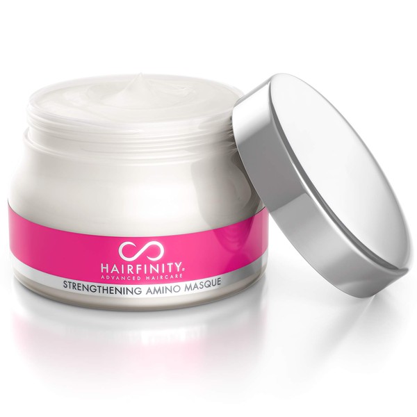 Hairfinity Hair Strengthening Amino Treatment Masque - Hydrating Hair Mask and Deep Conditioner Cream for Dry Damaged Hair with Hydrolyzed Collagen, Keratin, Vegetable Protein for Growth, 8 oz