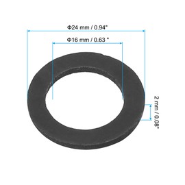 PATIKIL M16 Rubber Flat Washer, 16 Pack 16mm ID 24mm OD 2mm Thick Sealing Spacer Gasket Ring for Faucet Pipe Water Hose Fastener Bolt, Black