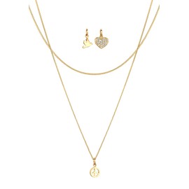 Elli Women's Peace Dove Heart Necklace with Crystals in 925 Sterling Silver Gold-Plated, Sterling Silver, Crystal