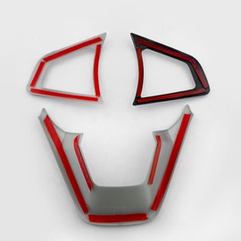 Dakitita 3PCS Interior Accessories Matte Silver Color Decor Steering Wheel Button Frame Cover Trim For Ford Fusion 2013-2018 Edge 2015-2019