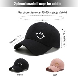 LuckyCao Pack of 2 Men's Women's Baseball Cap, Summer Baseball Cap, Women's Leisure Cap, Sport, Adjustable, Breathable, Sun Protection Cap, One Size, 1 Black, 1 Pink