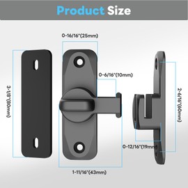 Mixizigoz Barn Door Lock, 90/180 Degree Flip Barn Door Lock, Protect Privacy Sliding Door Lock Latch for Door, Garden, Bathroom, Garage, Window, Outdoor, Garage, Barn, Cabinet (Grey-1 pc)
