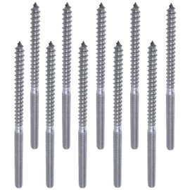AERZETIX - C49681 - Set of 10 screws with double thread hanger bolts M6 x 100 mm made of stainless steel A2 - studs for screw - screw pin - allows the installation of solid materials