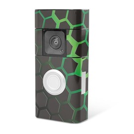 MightySkins Skin Compatible with Ring Video Doorbell Plus - Green Hex | Protective, Durable, and Unique Vinyl Decal wrap Cover | Easy to Apply, Remove, and Change Styles