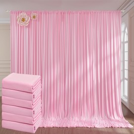 30ft x 10ft Wrinkle Free Pink Backdrop Curtains, 6 Panels 5x10ft Polyester Photo Backdrop Drapes for Wedding Birthday Photography Background Baby Shower