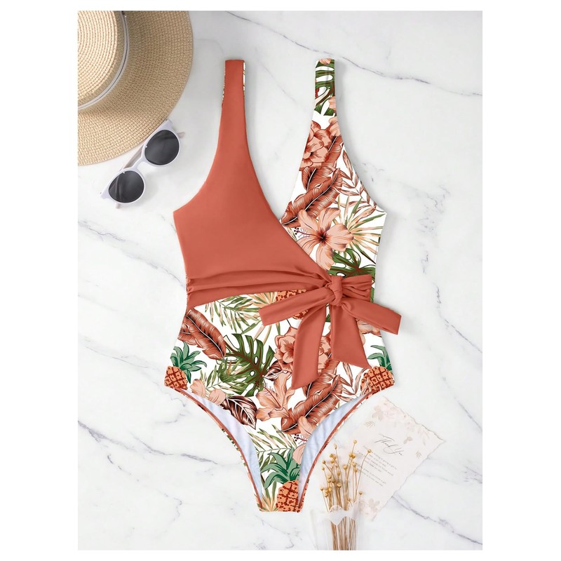 WDIRARA - Traje de baño monokini con tirantes delgados para
