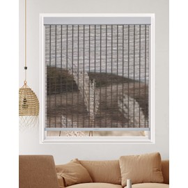 Tonature Natural Bamboo Look Cordless Blinds with Cassette, Free-Stop Shades & Blinds, Light Filtering Roller Shades for Home, Roller Window Shades, Door Blinds for Windows, Brown, 12.5" W x 54" H