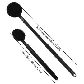 Cepillo de baño de doble cara con mango extensible, con cerdas suaves y agradables para la piel que permiten una limpieza suaves, diseñado específicamente para personas con movilidad reducida. (Black)
