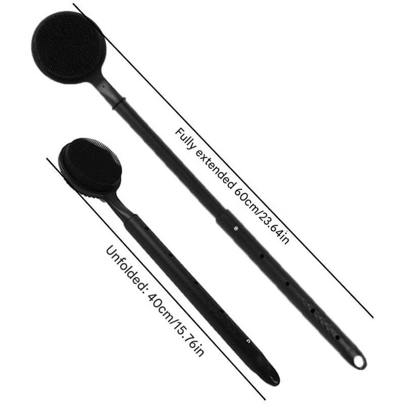 Cepillo de baño de doble cara con mango extensible, con