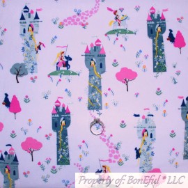 Timeless Treasures BonEful FABRIC FQ Cotton Quilt Pink Silver Glitter Flower Horse Scenic Castle FL