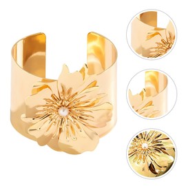 OHPHCALL Flower Open Bracelet for Women Arm Bangle Elegant Floral Wrist Jewelry Fashionable Accessory for Any Occasion