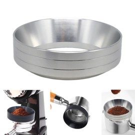51mm Magnetic Espresso Dosing Funnel Lightweight Aluminum Coffee Dosing Ring Compatible 51mm Portafilter (Silvery, 51mm)