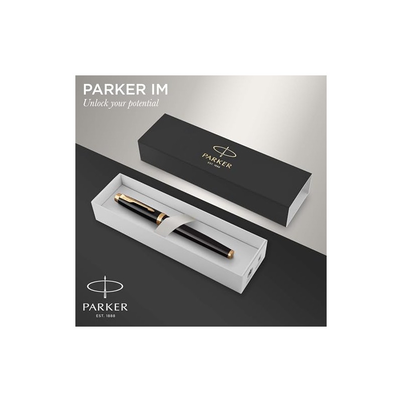 Parker IM Bolígrafo, Negro (Black and Gold), Punta Fina