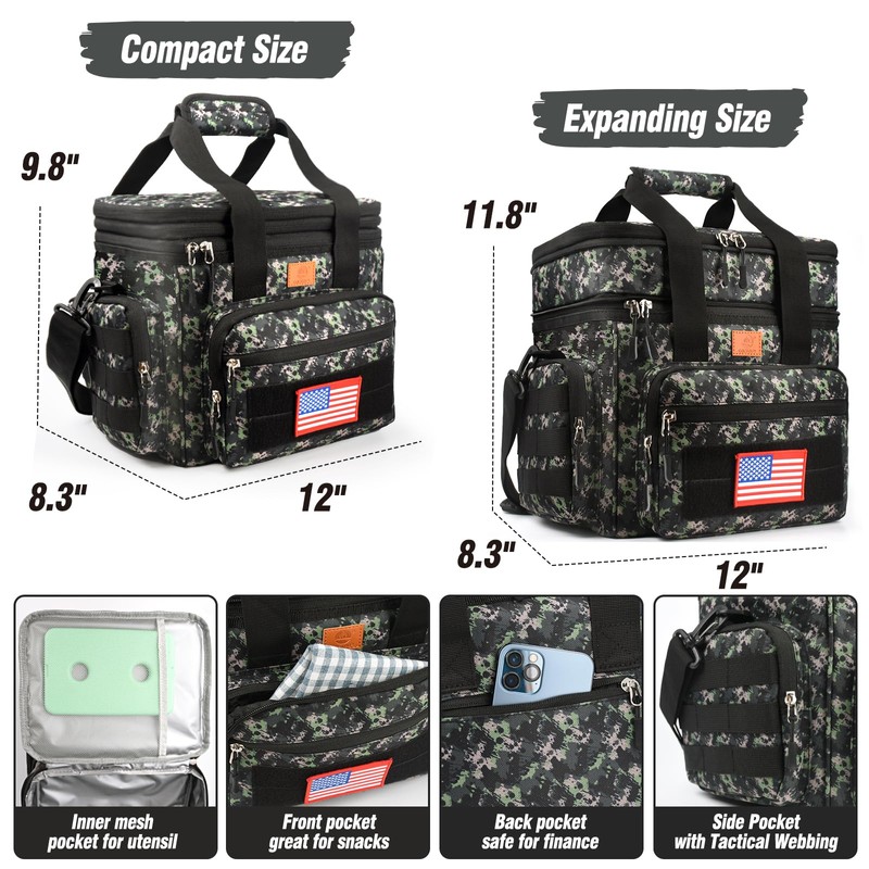 CaCTOUR Tactical Lunch Box for Men, Expandable Heavy Duty Double