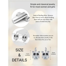 Owl Hoop Earrings Sterling Silver Leverback Owl Hoop Earrings for Sensitive Ears Small Animal Jewelry Gifts for Women Daughter