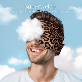 100% Modal Cotton Sleeping Mask Premium Eye Mask Large Sleeping Mask Night Mask with Adjustable Velcro Fastener for Men and Women, Super Soft and Comfortable for Night Sleep and Travel, Leopard 03