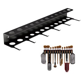 Vakonyx Wall Mount Brush Holder & Tool Hanger Rack for Garage, Detailing Organizer with Mounting Hardware - Holds 12 Brushes + Hooks for Towels & Tools​