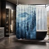QGHOT Navy Blue Forest Shower Curtain Dark Blue Mountain Nature