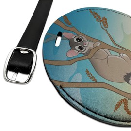 Ring-Tailed Cat Round Leather Luggage Card Suitcase Carry-On ID Tag