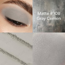 Gray Matte Eyeshadow Single, Smoky Eyeshadow Compact, Ultra-fine Lightweight, Crease-proof High Pigmented Formula, Matte Mini Eyes Makeup, #108 Gray Cement