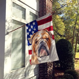 Caroline's Treasures CK6468CHF English Bulldog Dog American Flag House Flag Large Porch Sleeve Pole Decorative Outside Yard Banner Artwork Wall Hanging, Polyester, House Size, Multicolor