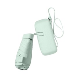 HUAMu Mini Umbrella with UPF50+ Protection, Lightweight Compact Umbrella for Women and Kids, Portable UV Umbrella with Storage Box, 6Ribbed Small Umbrella for Women Handbag Size (Mint green)